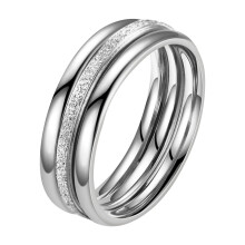 Conjunto de 3 alianças de casamento empilháveis: Anéis de titânio banhados a ouro/prata para casais – Acabamento fosco que não mancha, ideal