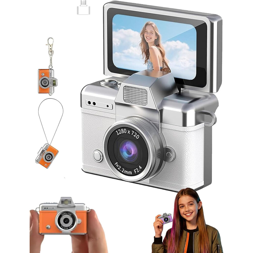 Mini Digital Camera 1.47" Lcd, 1080P Flip Screen, Built-In Flash, 64Gb, Keychain Design For Travel Â Orange 9422877969418