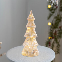 Crystal Glass Christmas Ornament LED Night Light Yellow