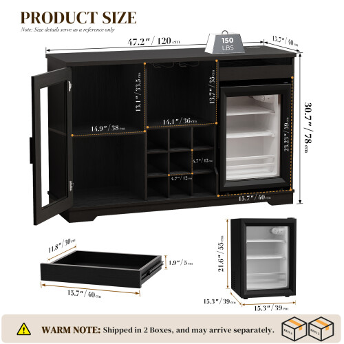 Coffee Bar Cabinet with Fridge (Fridge Included) 1