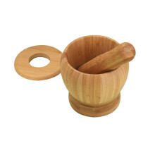 Pounding Jar Vintage Manual Garlic Pounder Garlic Mortar Wooden Pestle Household Pounding Jar Ring Bowl Grinding