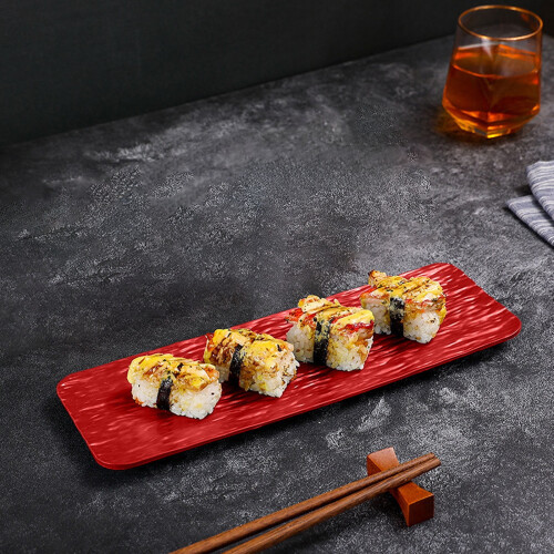 Rectangular Sushi Platter, Durable Plastic Serving Trays for Party Entertaining Appetizer Cheese Charcuterie Display