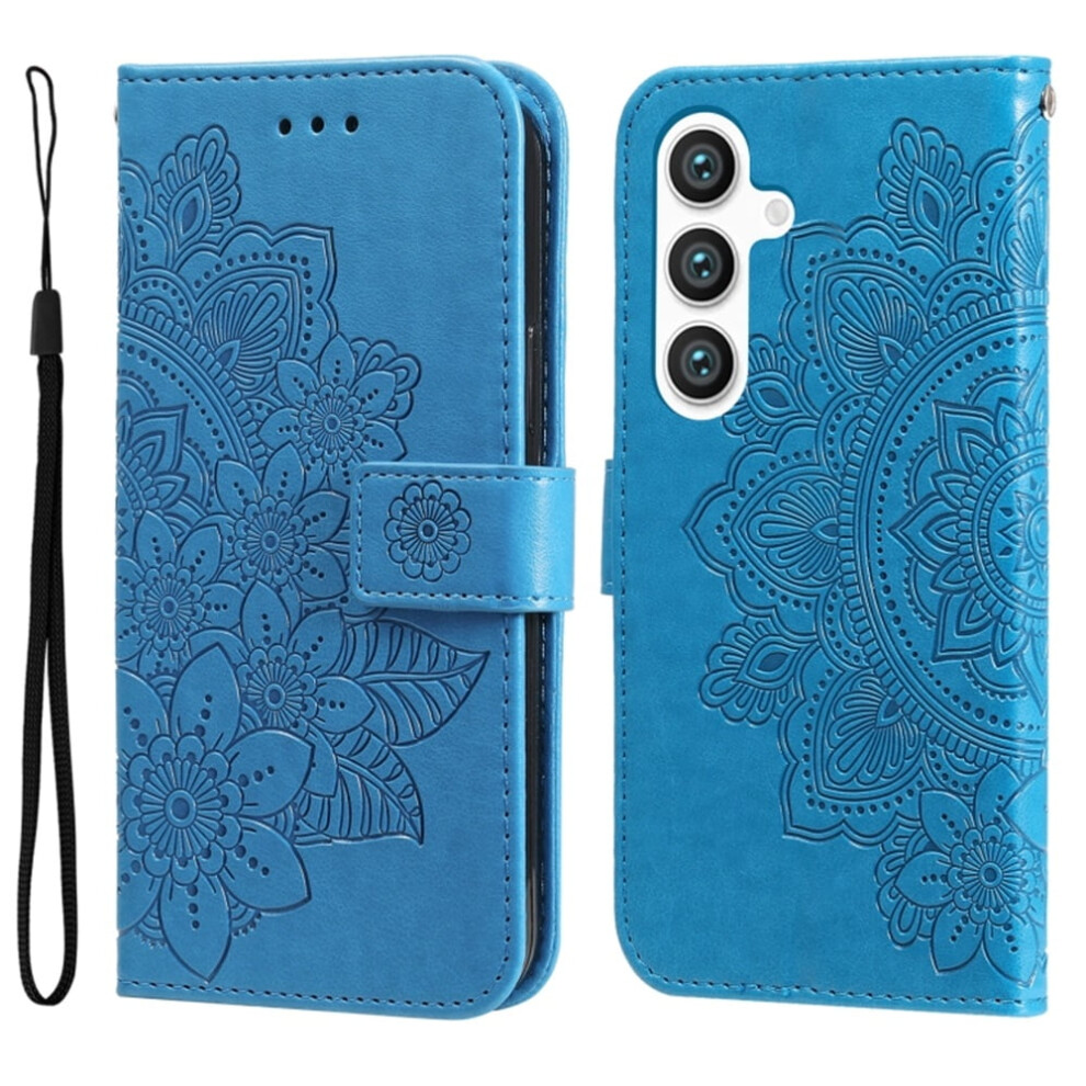 Pu Leather Flip Wallet Case With Magnetic Closure, Card Slots & Hanging Rope For Samsung Galaxy S24 6.2" (5G), Compatible With Galaxy S24 Blue 9180435285553