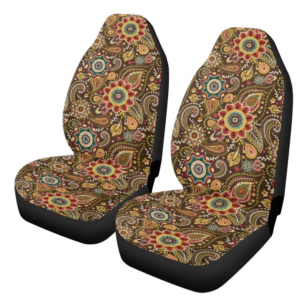 Front Car Seat Cover Â Universal Soft Ethnic Flower Design, Breathable & Stylish, Compatible With Most Cars, Trucks & Suvs Orange 9027700120976