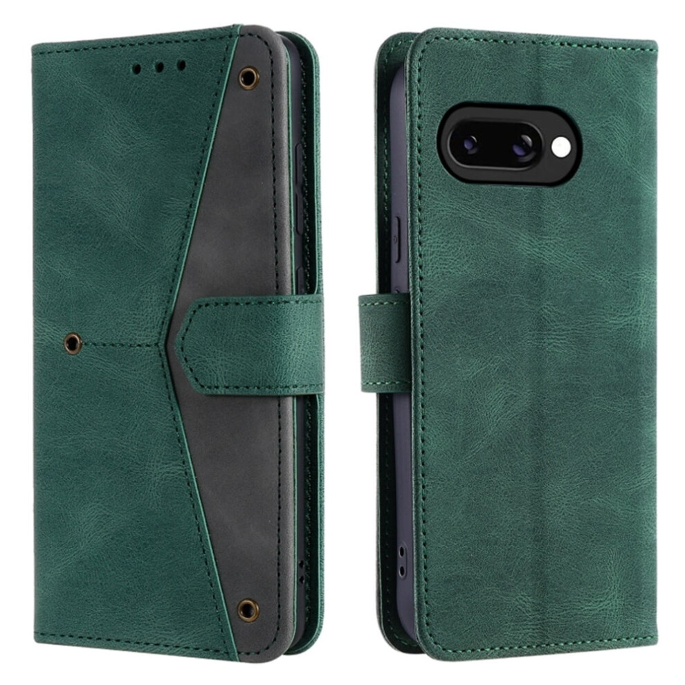 Google Pixel 9A 6.3" Wallet Case Â Splicing Leather, Magnetic Flip, Card Slots, Kickstand, Anti-Drop Tpu, Detachable Wrist Strap, Compatible Green 9180435285294