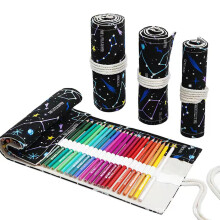 Canvas Colored Pencil Roll Wrap 24/48/72 Slots Coloring Pencil Holder Organizer Storage Pouch Portable for Artist Drawing
