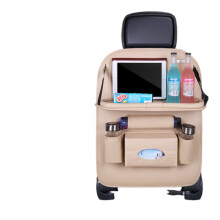 Car Backseat Organizer with Tray, 6 Pockets, Seat Back Protector & Kick Mat – Compatible with Most Cars