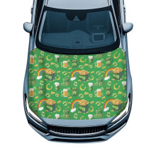 St. Patrick's Day Auto Hood Cover – Waterproof, Stretchable Straps, Reinforced, Compatible with Most Sedans, Trucks, Pickups & Sports Cars
