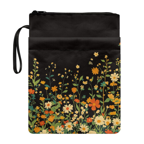 Floral Book Cover with Handle Vintage Waterproof Organizer