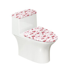 Ensemble de housses de siège de toilette à motif nœud cerise, cadeau de Noël, 2 pièces, facile à installer, base élastique, bord élastique.