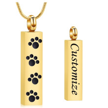 Paw Print Bar Cremation Urn Necklace for Ashes – Compatible with Pet & Human Remains, Unisex Keepsake