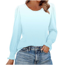 Long Sleeve Shirts for Women Business Casual Tops Dressy Blouses with Smocked Cuffs