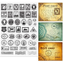 Vintage Stamps Clear Stamps for DIY Scrapbooking Decor Letters Postcards Transparent Silicone Stamps for Making Cards Photo Album Decor 21x29.7cm