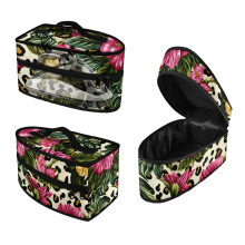 Leopard Tropical Floral Print Print Portable Steam Iron Case Travel Steamer Bag with Handle Lightweight Steamer Organizer Iron Accessories, Case Only