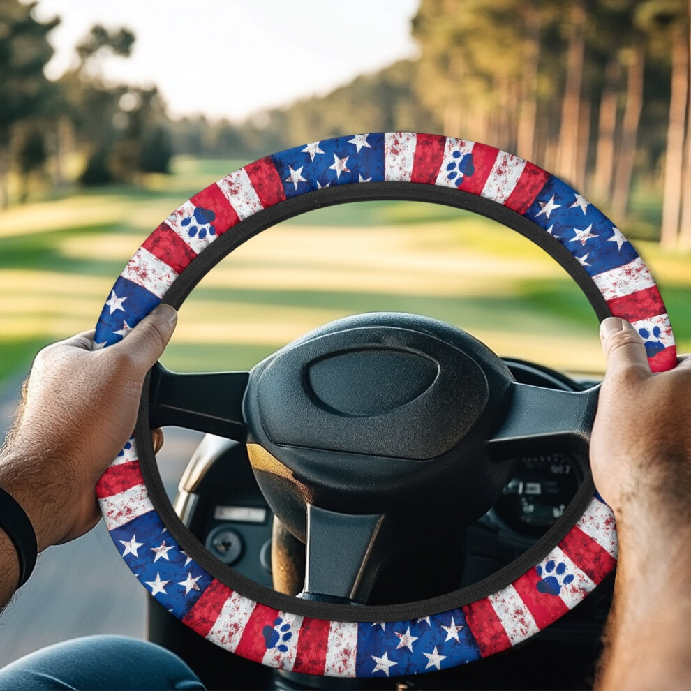 American Flag Golf Cart Steering Wheel Cover, 13" Compatible With Club Car, 4Th Of July Interior Decor 9399596694764