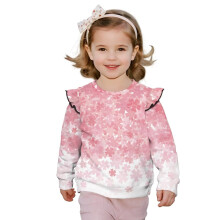 Pink Capybara Ruffle Shoulder Toddler Sweatshirt, Long Sleeve Pullover for Girls Size 3-4