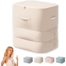 Sac de rangement auto-compressant ultra compact à 3 couches (2025), grande capacité, avec fermeture éclair, idéal pour couettes, couvertures,