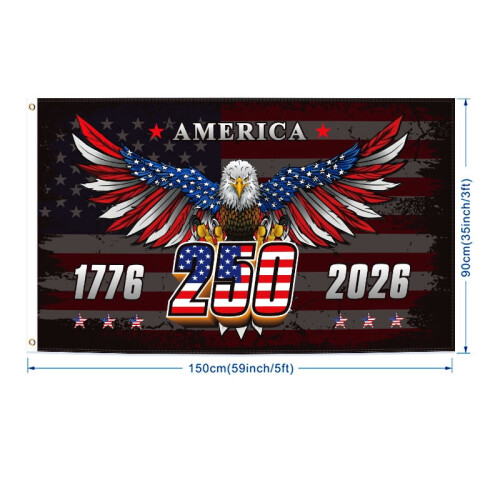 America250Flag, 3x5ft διπλής όψης, πατριωτική σημαία 3 στρώσεων για