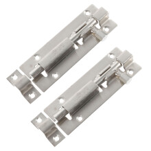 2 Pcs Stainless Steel Pin Security Latch Lock and Door Reinforcer Travel Silver