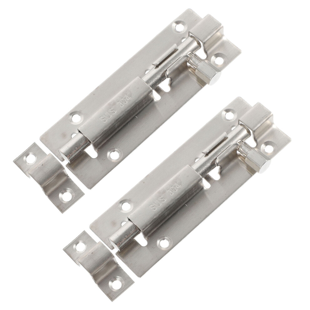 2 Pcs Stainless Steel Pin Security Latch Lock And Door Reinforcer Travel Silver 9085618445628