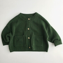 Little Boys Cable Knit Sweater Cardigan Long Sleeve Crew Neck Button Down Solid Casual Outwear with Two Pockets
