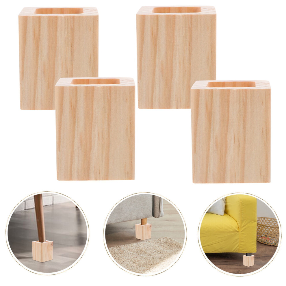 Wood Furniture Feet Risers For Home Use Khaki Solid Wood Sofa Lifters 4Pcs Height Increase Design 9027700579507