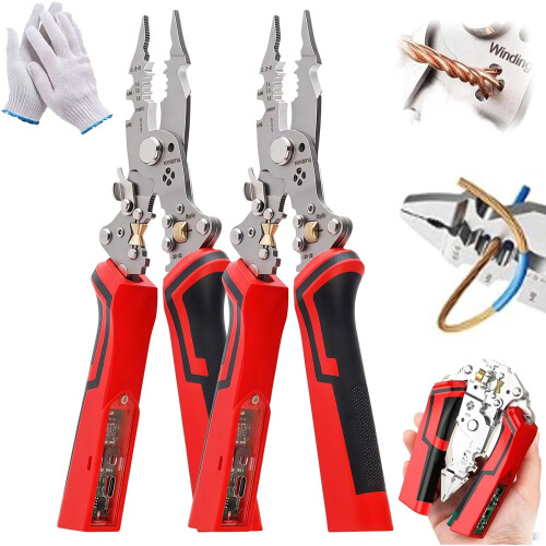16-in-1 Wire Stripper Twister Tool: Cutter, Puller, Cable Scissors, Voltage Tester, Pliers – Foldable & Professional