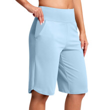 Shorts de ioga femininos, folgados, confortáveis e elásticos, estilo bermuda, ideais para corrida e atividades casuais de verão.