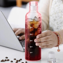 Unisex Timed Measuring Cup Transparent Plastic Leakproof Water Cup for Car Travel Kitchen Drinking