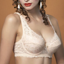 Women's Lace Bra Thin Section Gathered Bra Steel Ring Adjustable 3/4 Cup Bra