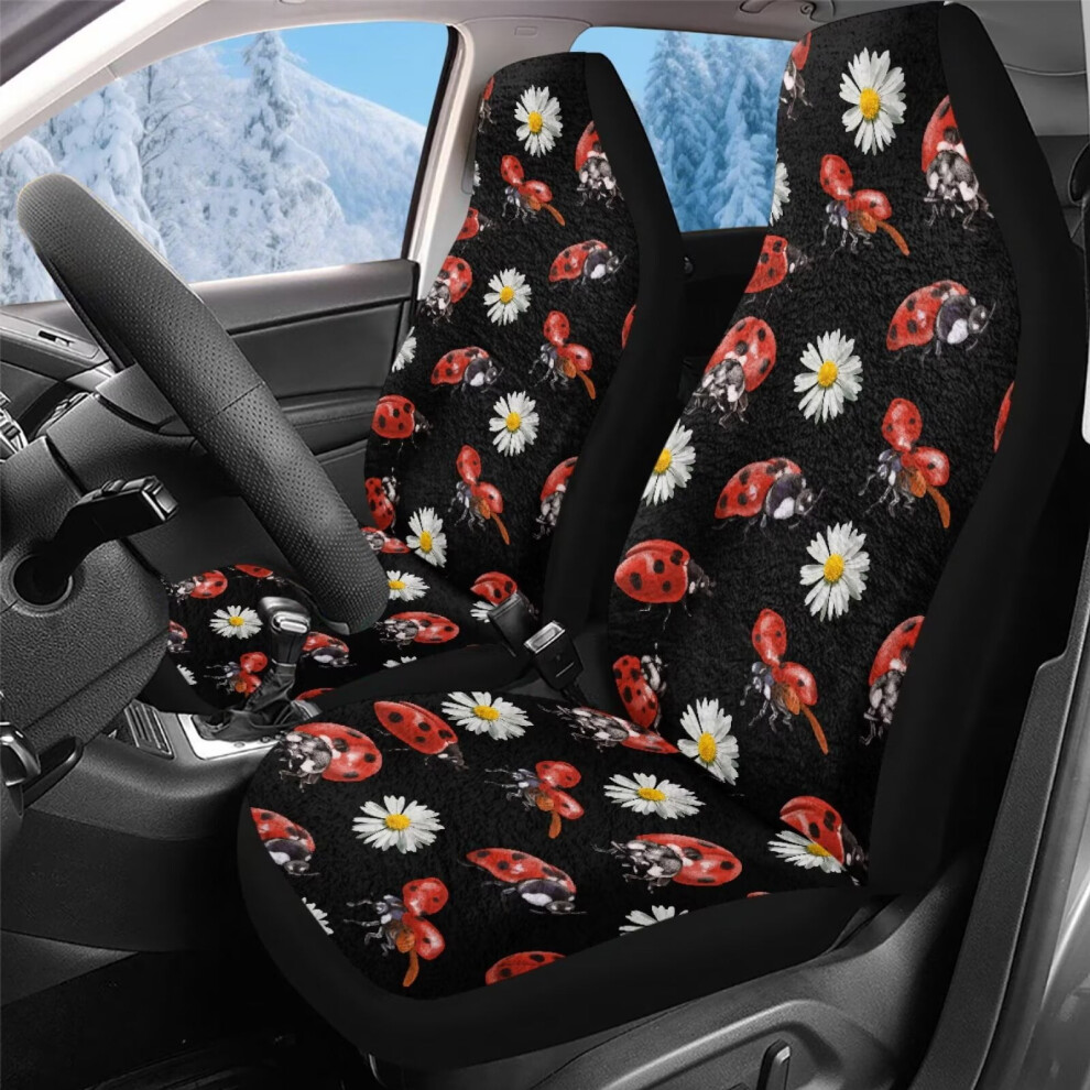 Velvet Ladybug Car Seat Covers For Front Seats, Universal Fit For Cars, Trucks & Suvs Â Set Of 2, Compatible With Most Vehicles Coral/Red 9422877971114