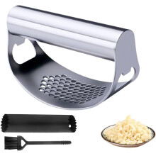 Stainless Steel Garlic Press, Arc Shape Ring Garlic Chopper, Rocker Crusher Mincer, Heavy Duty Kitchen Garlic Press (1)