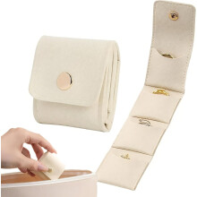 Minibolso de viaje para joyas, 5 x 4,6 cm, estuche organizador de cuero genuino: almacenamiento sin enredos para pendientes, anillos y collares.