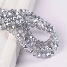 Lote de 200 cuentas espaciadoras sueltas redondas facetadas de cristal de 3 mm para manualidades (mitad plata)