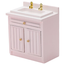 Set da cucina in legno per casa delle bambole in scala 1/12: armadietti, tavolo da pranzo e bancone; compatibile con miniature standard.