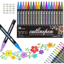 Dreamy Sparkle Dual-Line Contour Pen Set – Metallic Outline Marker, 0.08–0.12in Tip, Fast-Drying Non-Toxic Ink for Art, Cards & DIY Crafts