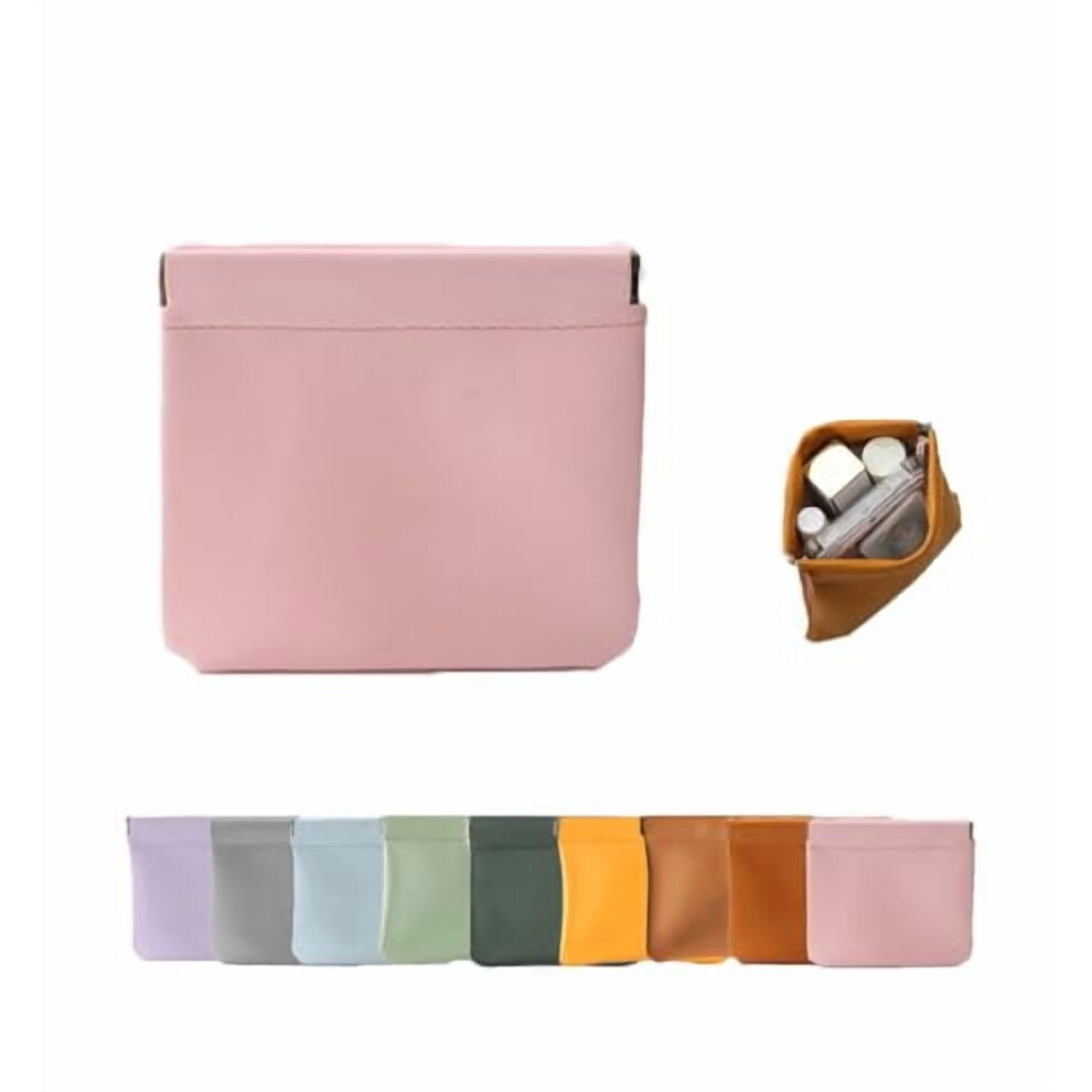 Leather Organizer Pouch with Snap Closure 4.7x4.7 in