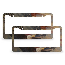 Bald Eagle and Flag License Plate Frames Aluminum 2-Pack