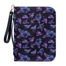 Purple Butterfly PU Leather Bible Cover for Women & Men – Minimalist, Protective, with Detachable Wristlet Strap, Church Bag, Christian Gift, L