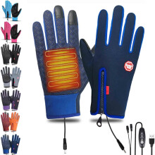 Heated Gloves, USB Powered 3-Level Heating Sports Gloves, Touchscreen Waterproof Windproof Thermal Non-Slip Winter Gloves for Men & Women