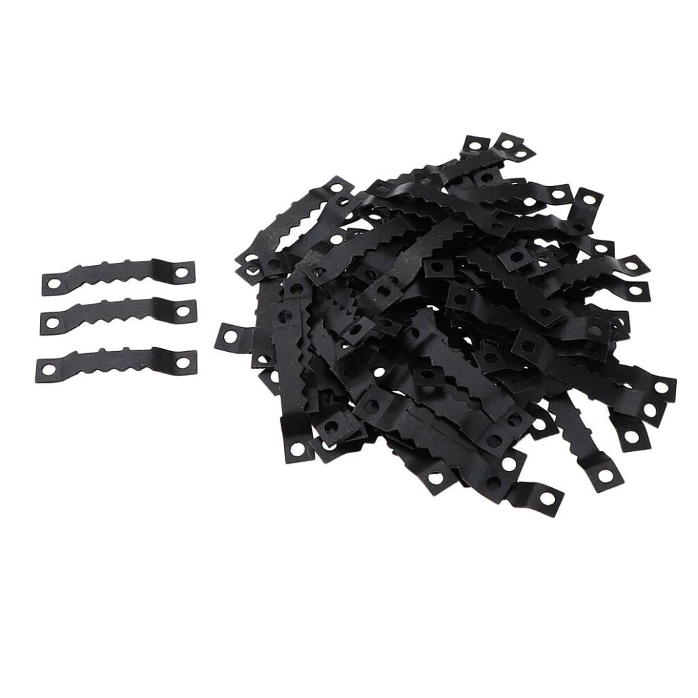 100Pcs Black Metal Sawtooth Photo/Picture Wooden Hanging Hangers Double Hole, 9422877487141