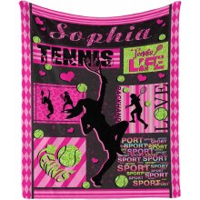 Personalized Tennis Player Gifts for Women Sports Themed (Girl) Soft Throw with Blanket Gift for Tennis Yellow Lovers(30*40inch)