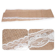 Jute Table Runner with Lace Edge – 250x30cm Wedding Home Decor
