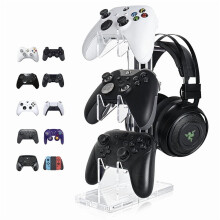 3-Tier Game Controller Holder – Universal Stand for Switch, Xbox, PS5/PS4, Headphone & Acrylic Display, Desk Mount, Compatible with Nintendo Switch,