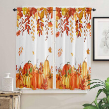 Pumpkin Tier Curtains 42x63 Inch Rustic Orange Red Maple