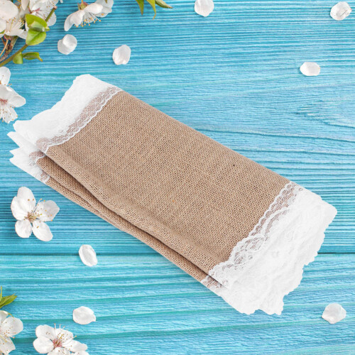 Jute Table Runner with Lace Edge – 250x30cm Wedding Home Decor 2