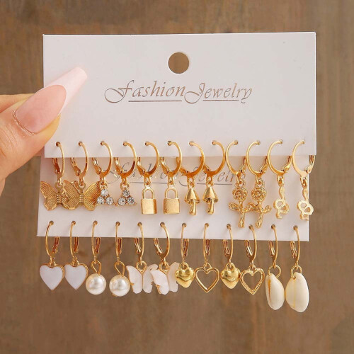 Metal Fried Dough Twists Chain Earrings Set