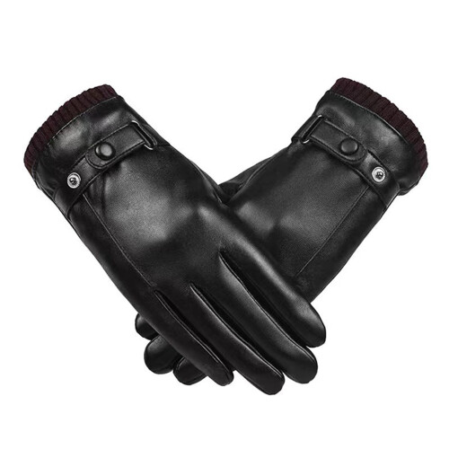 Men's Warm Leather Gloves Waterproof Touchscreen with