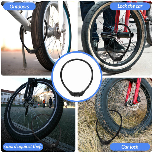 Cycling Lock Padlock Chain Bicycle Lock 1Pack 9.4X7.5X0.9In 2