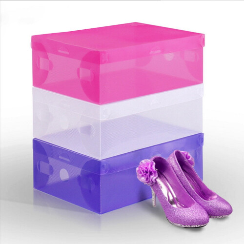 Foldable Shoes Box, Stackable Transparent Dust-proof Stackable Drawer Shoes Storage Box Container Organizer - Storage Bins Shoes, Multicolored 2